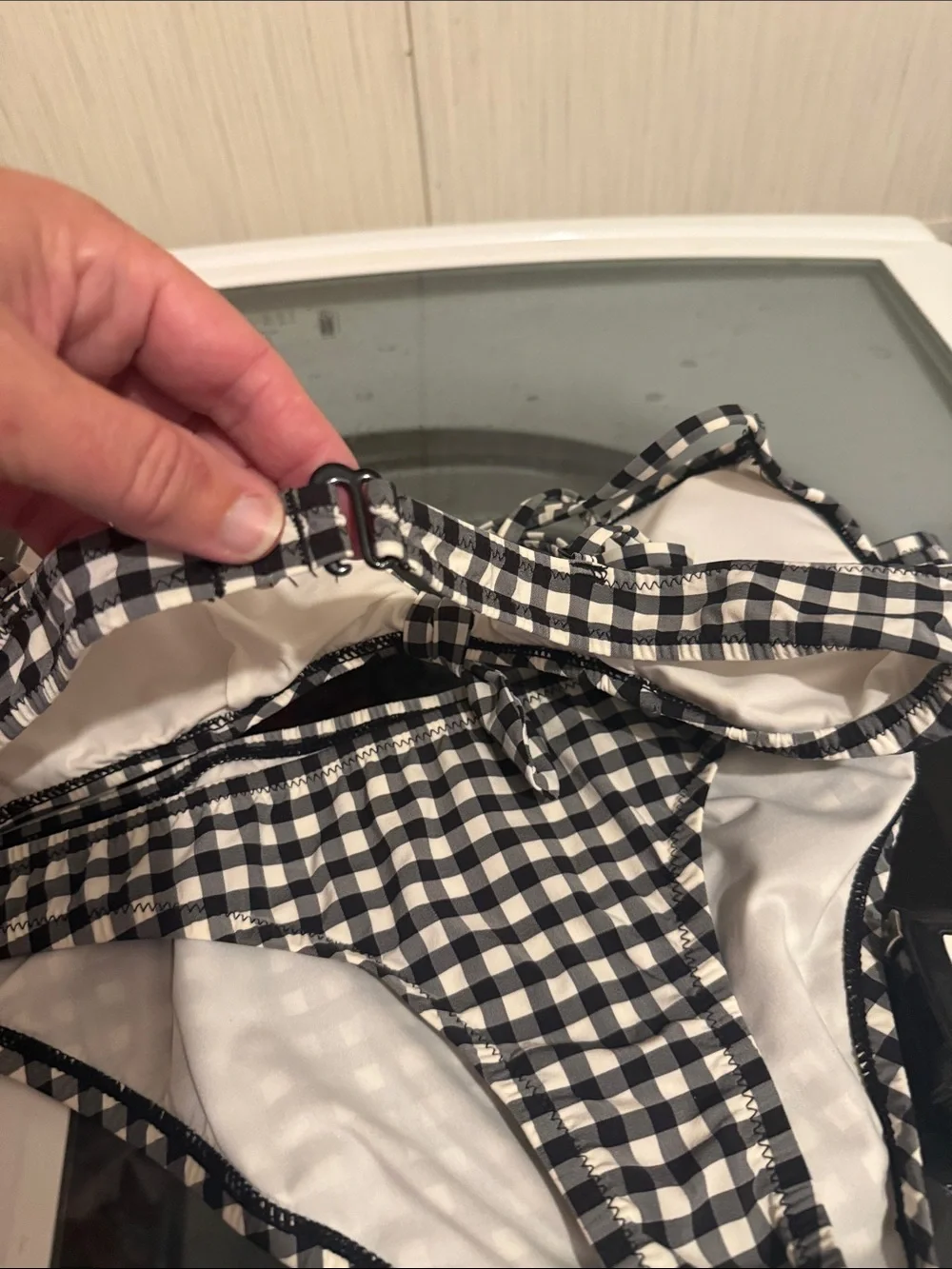 J Crew black  and White Gingham Bikini Set small bottom medium top